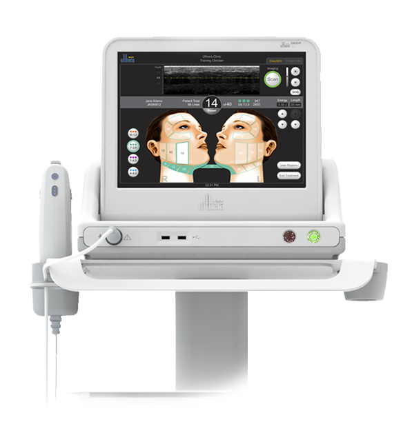 A computer monitor with two faces on it.