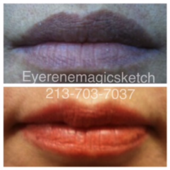 Before and after photo of a woman 's lips