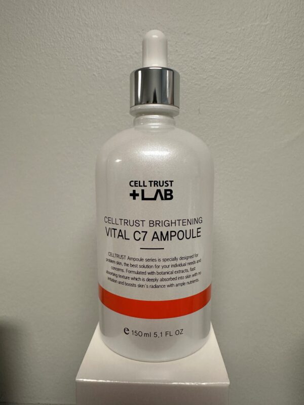 A bottle of cell trust lab vital c 7 ampoule